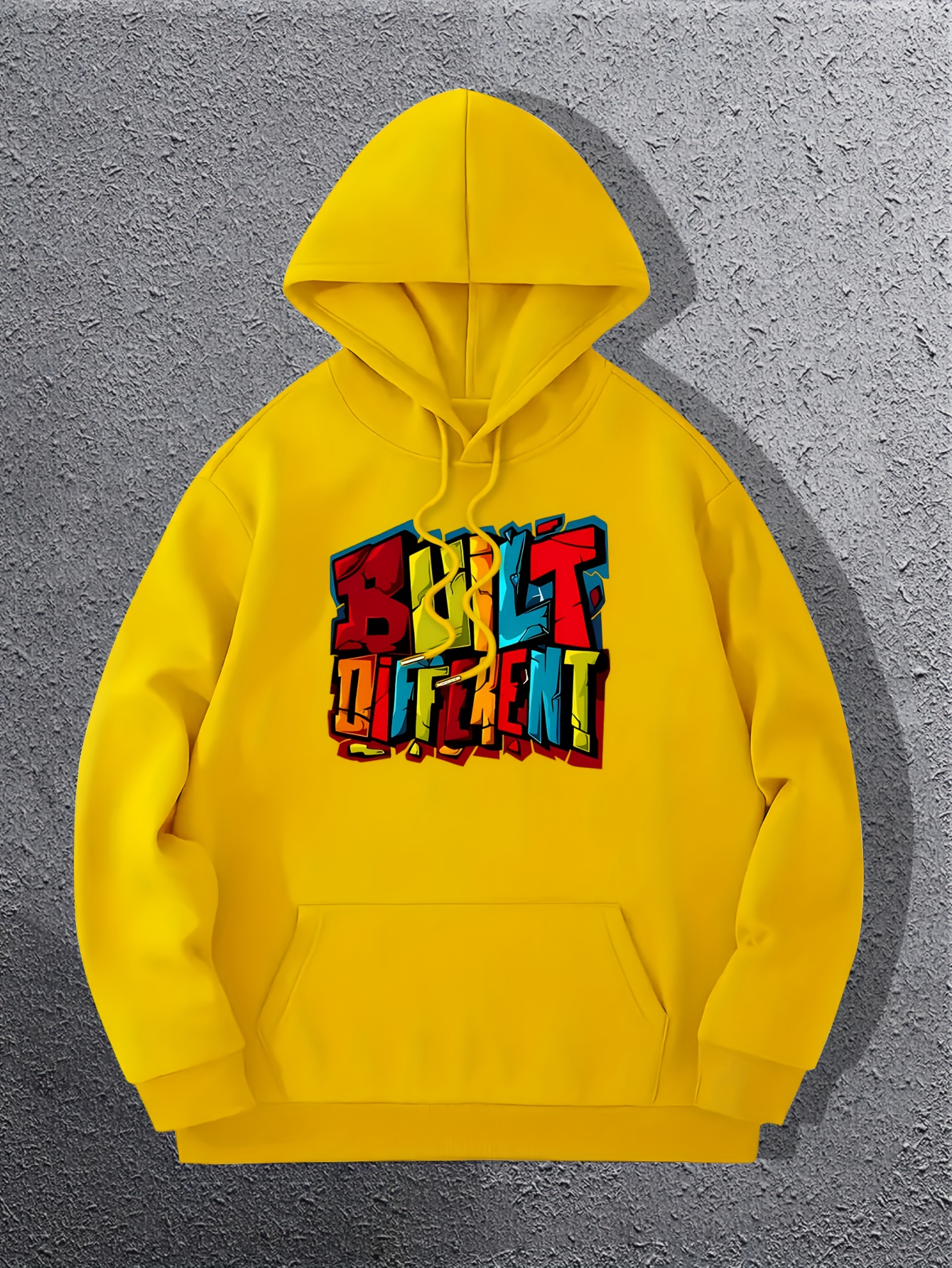 Colorful Letters Print Men’s Pullover Hooded Sweatshirt for Autumn/Winter
