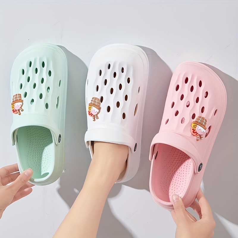 Women’s Cute Platform Clogs, Breathable Solid Color EVA Garden Slide Shoes, Indoor & Outdoor Beach Sandals