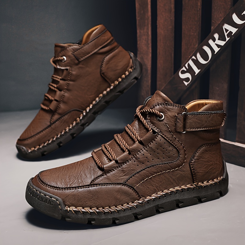 Men’s Casual Stitching Sneakers, Breathable Anti-slip Lace-up Ankle Walking Shoes For Outdoor, Spring Autumn And Winter