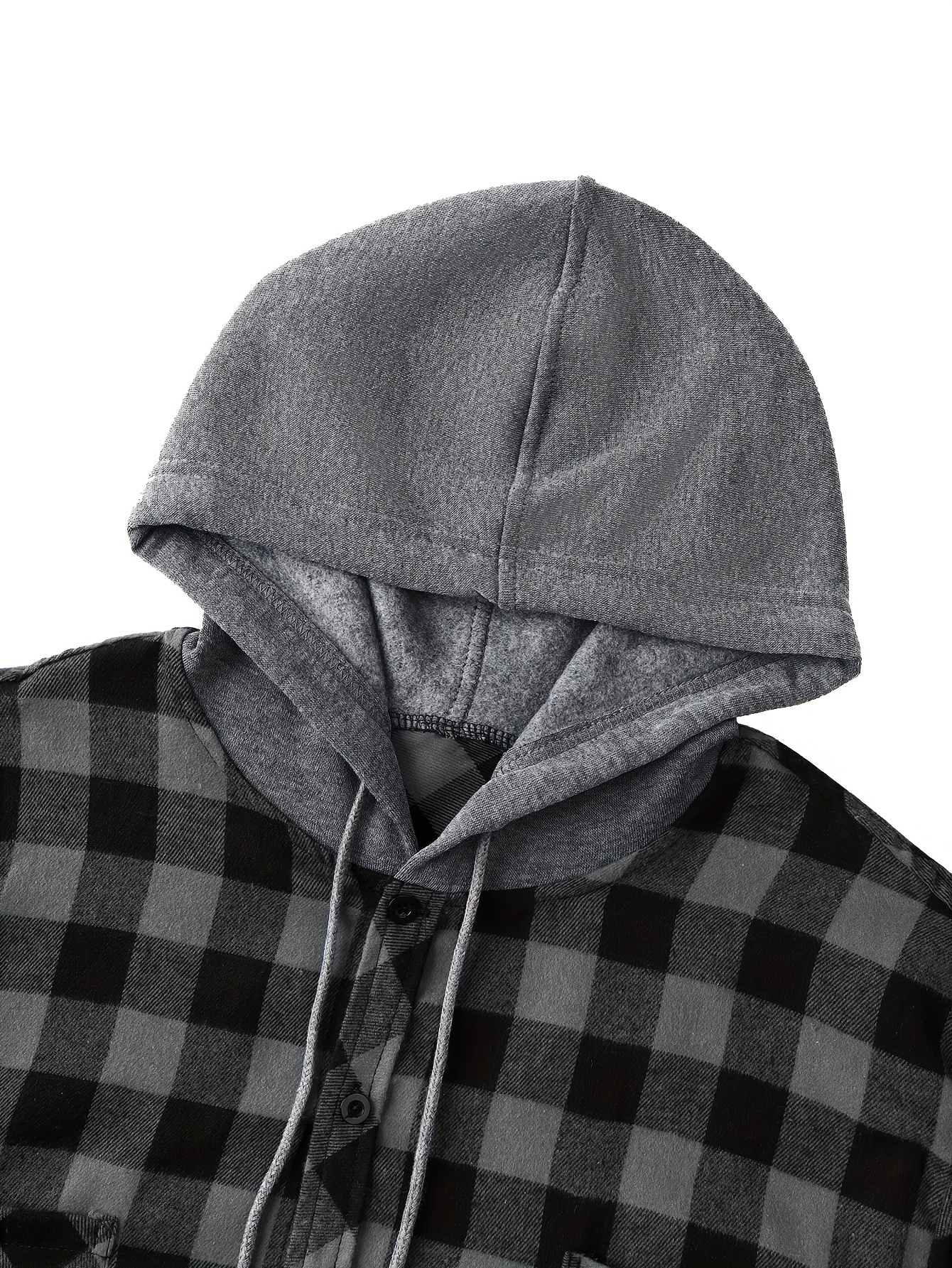long sleeve casual regular fit button up hooded shirts jacket plaid shirt coat for men details 2