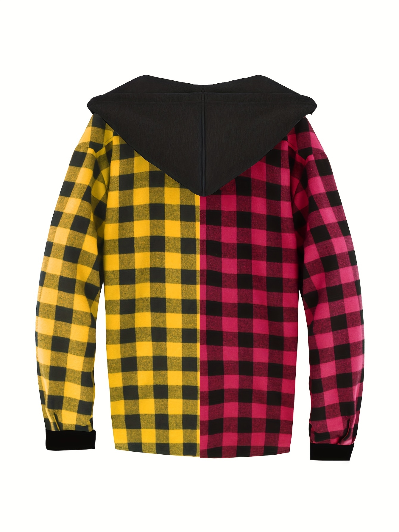 long sleeve casual regular fit button up hooded shirts jacket plaid shirt coat for men details 6