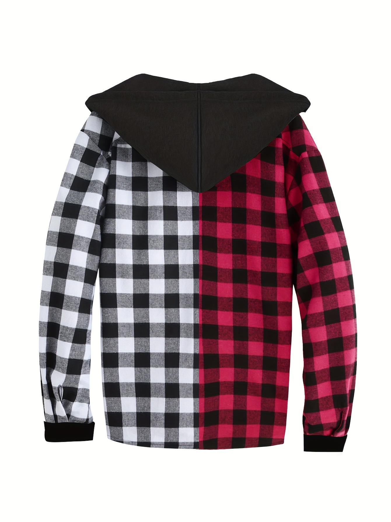 long sleeve casual regular fit button up hooded shirts jacket plaid shirt coat for men details 11