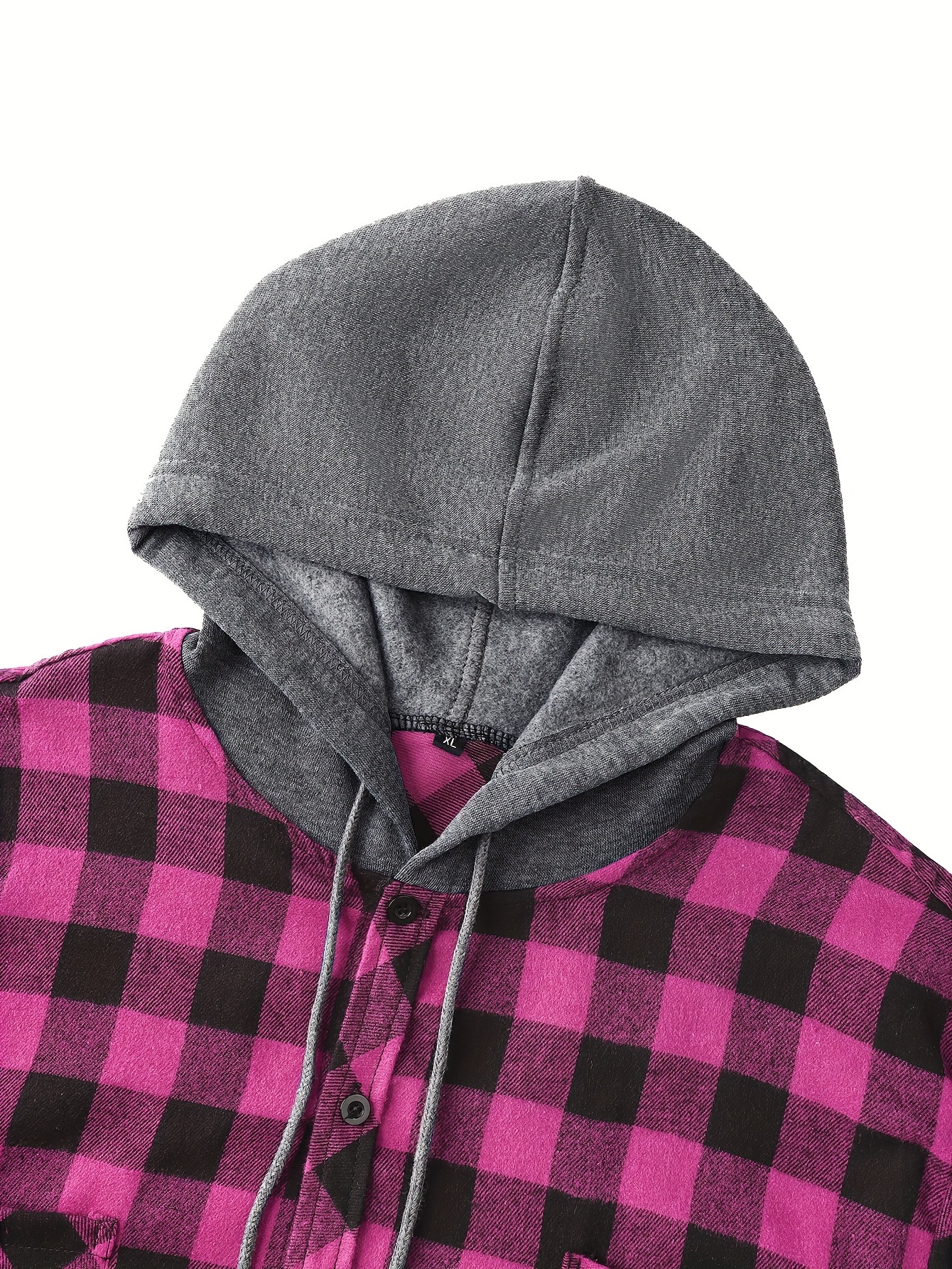 long sleeve casual regular fit button up hooded shirts jacket plaid shirt coat for men details 17