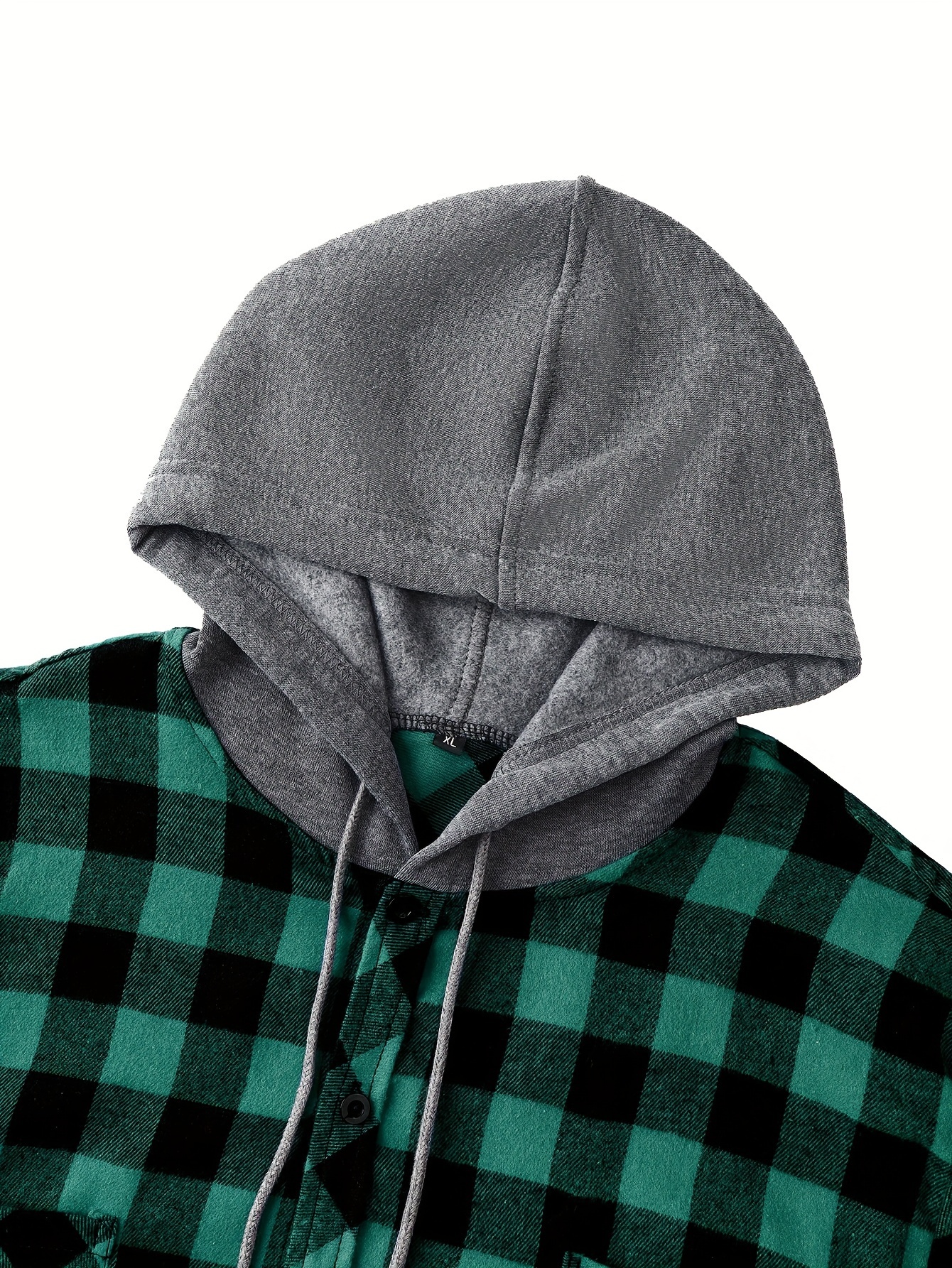 long sleeve casual regular fit button up hooded shirts jacket plaid shirt coat for men details 22