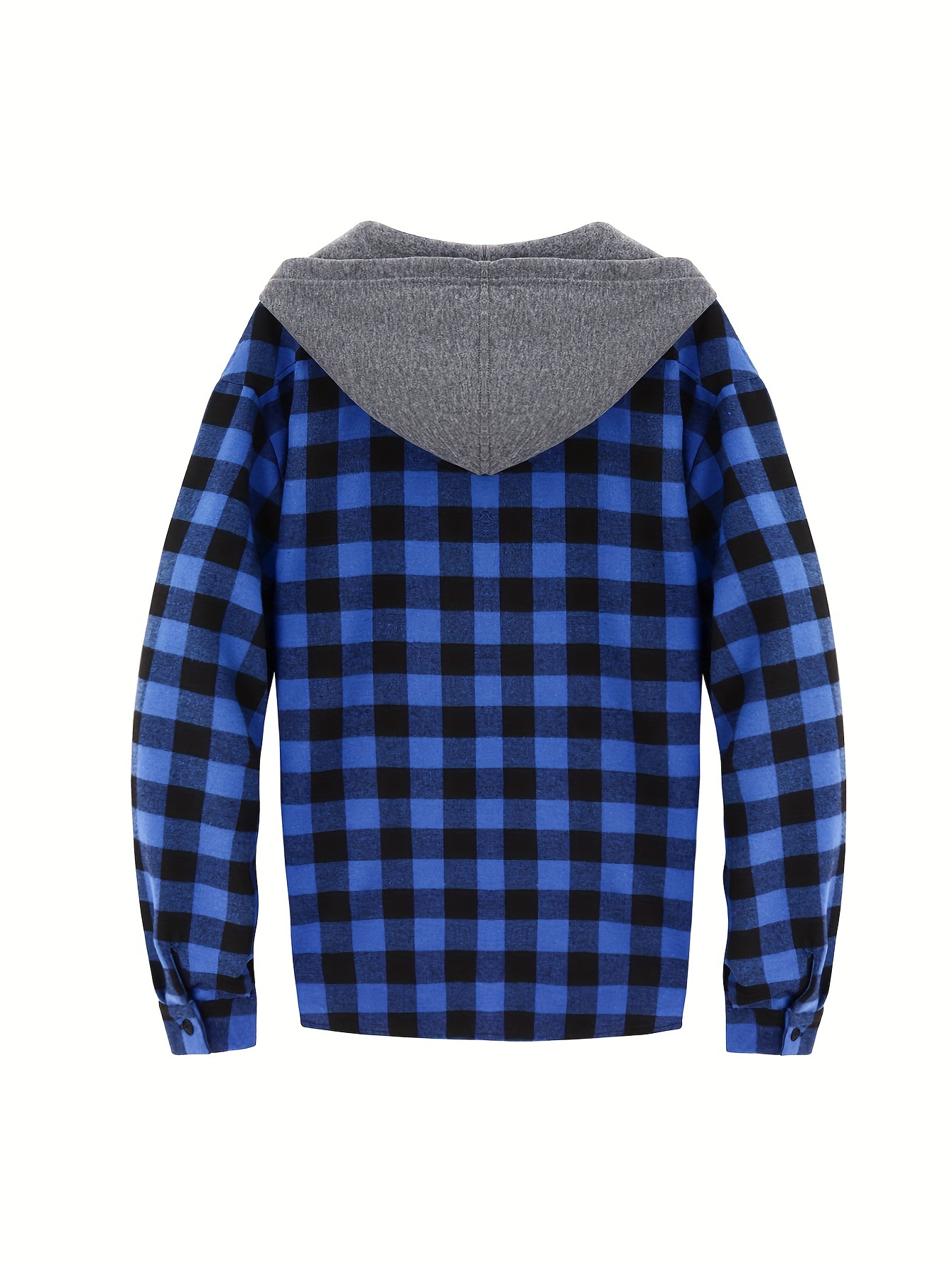 long sleeve casual regular fit button up hooded shirts jacket plaid shirt coat for men details 41
