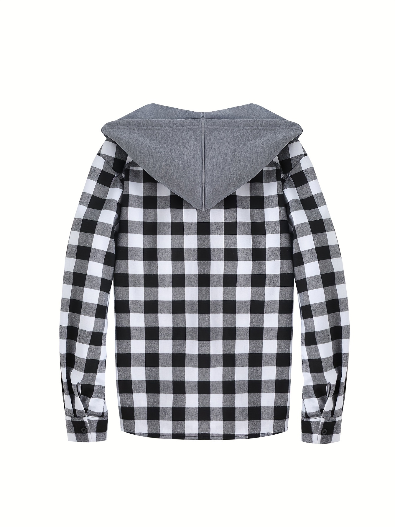 long sleeve casual regular fit button up hooded shirts jacket plaid shirt coat for men details 46