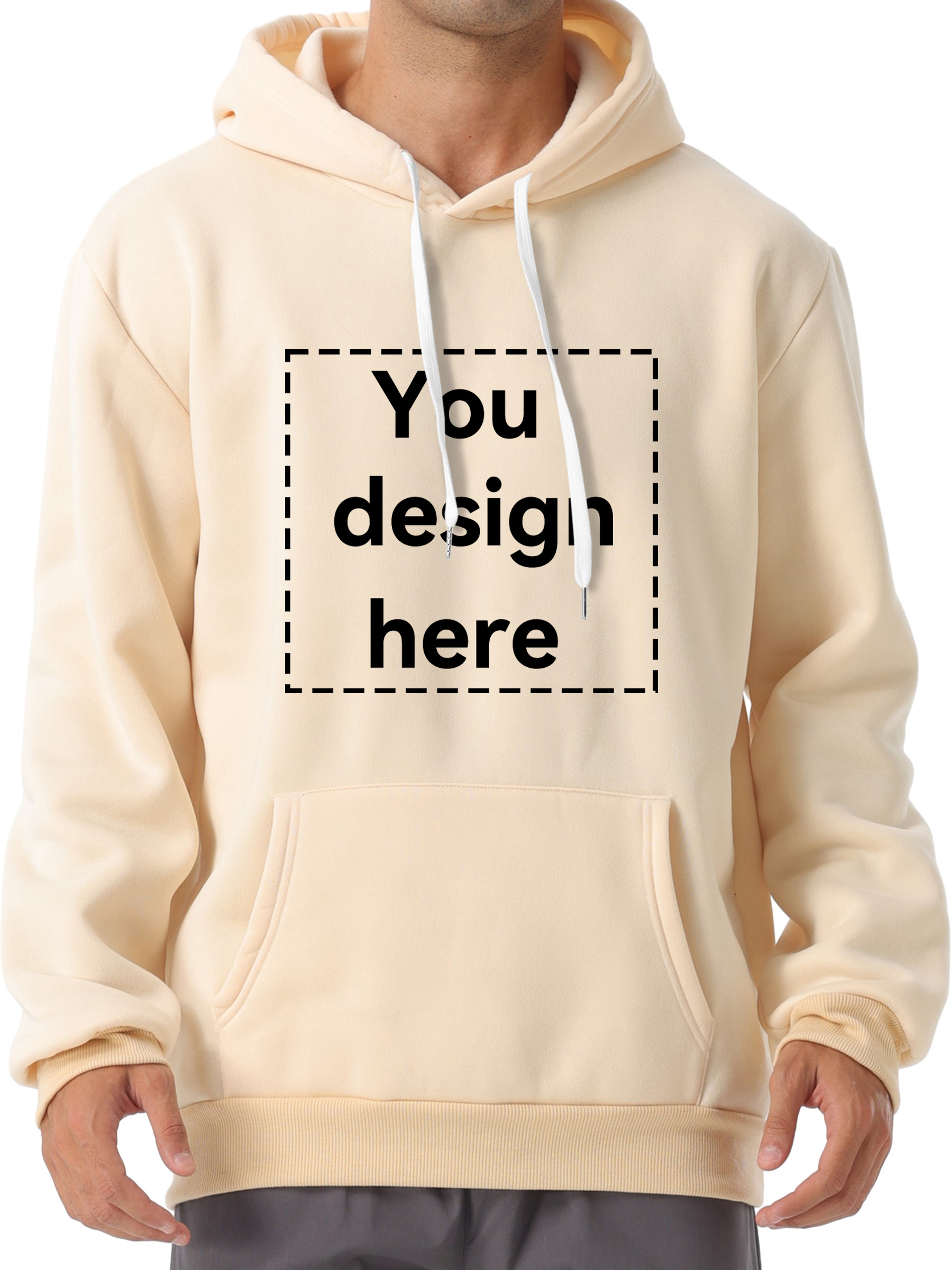 you design here letter print customized kangaroo pocket hoodie casual long sleeve hoodies pullover sweatshirt mens clothing for fall winter details 0