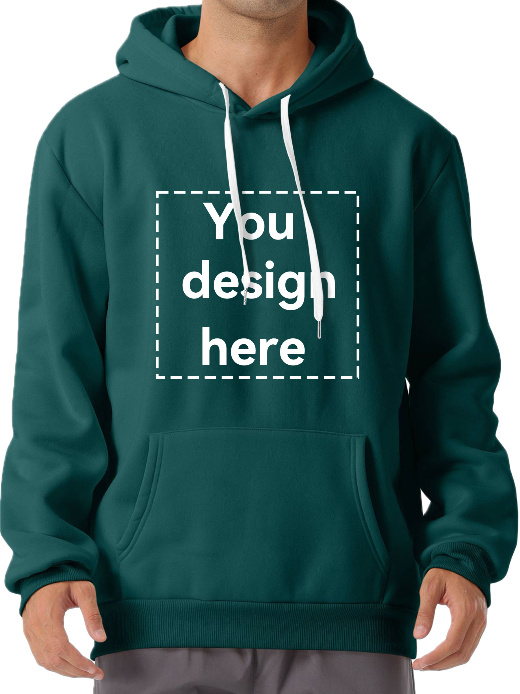 you design here letter print customized kangaroo pocket hoodie casual long sleeve hoodies pullover sweatshirt mens clothing for fall winter details 5