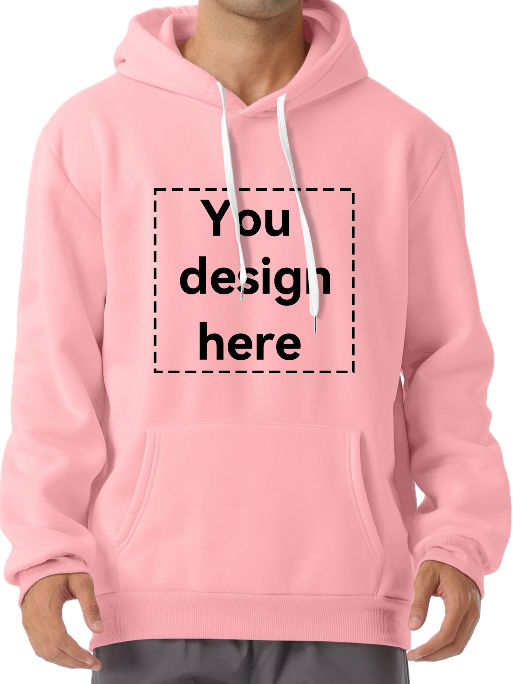 you design here letter print customized kangaroo pocket hoodie casual long sleeve hoodies pullover sweatshirt mens clothing for fall winter details 15