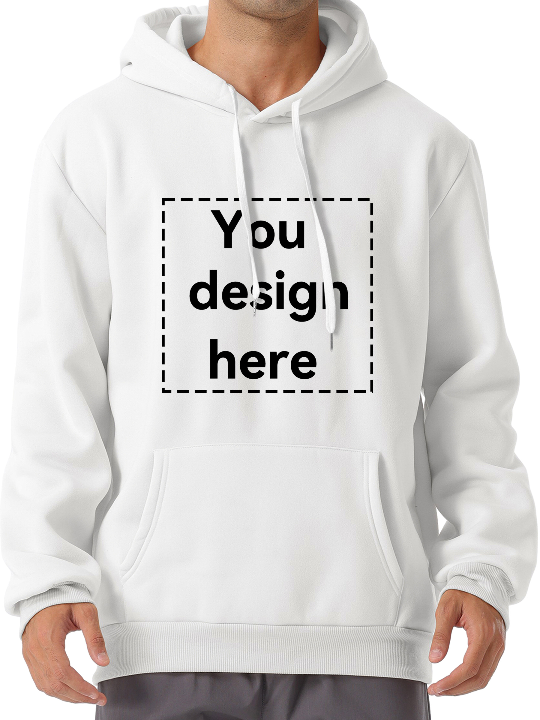 you design here letter print customized kangaroo pocket hoodie casual long sleeve hoodies pullover sweatshirt mens clothing for fall winter details 25