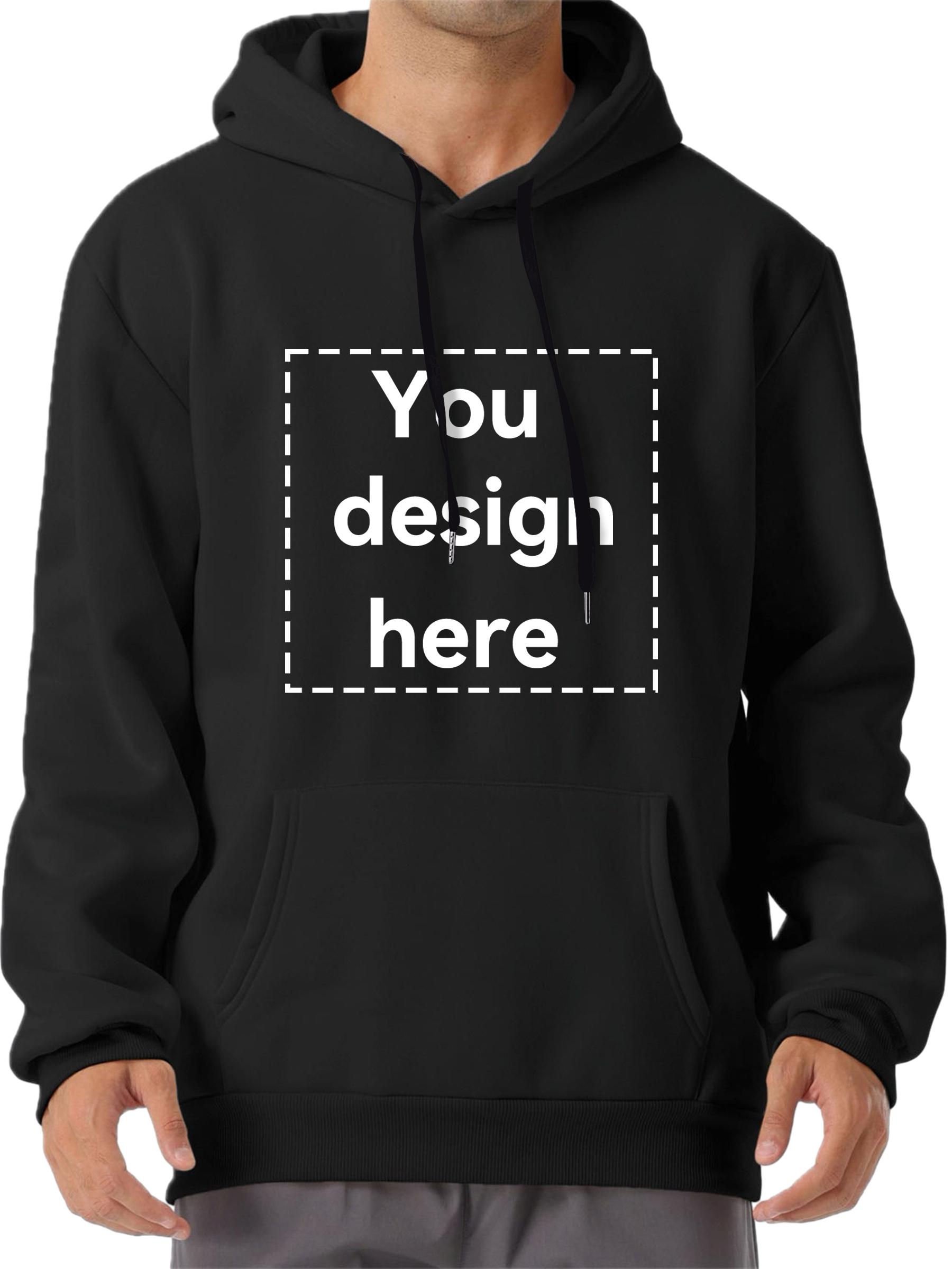 you design here letter print customized kangaroo pocket hoodie casual long sleeve hoodies pullover sweatshirt mens clothing for fall winter details 31