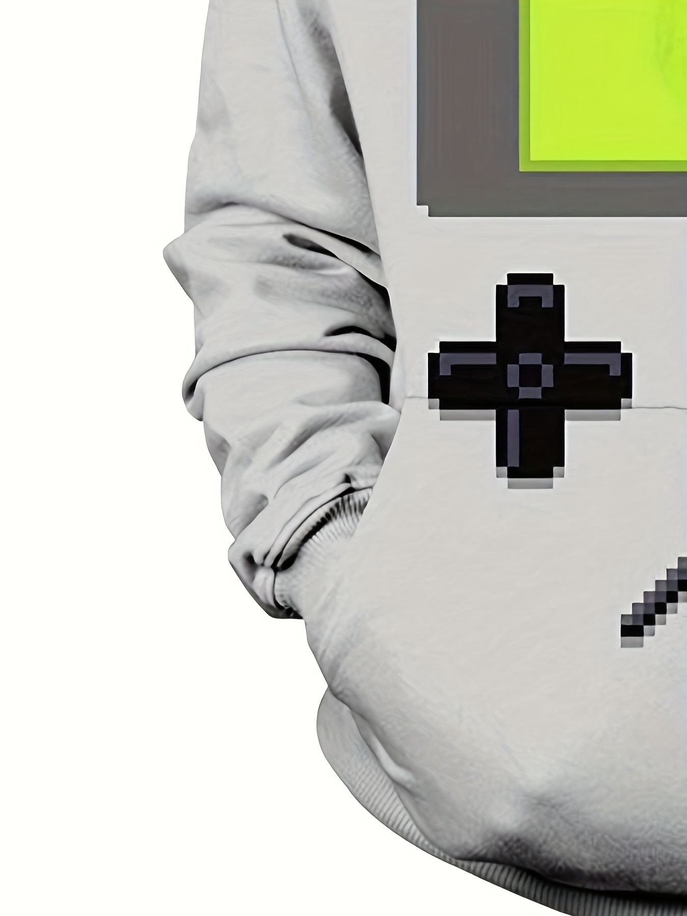 mens casual hoodie with retro game design pullover sweatshirt with kangaroo pocket streetwear for autumn winter perfect gift for gamers details 2