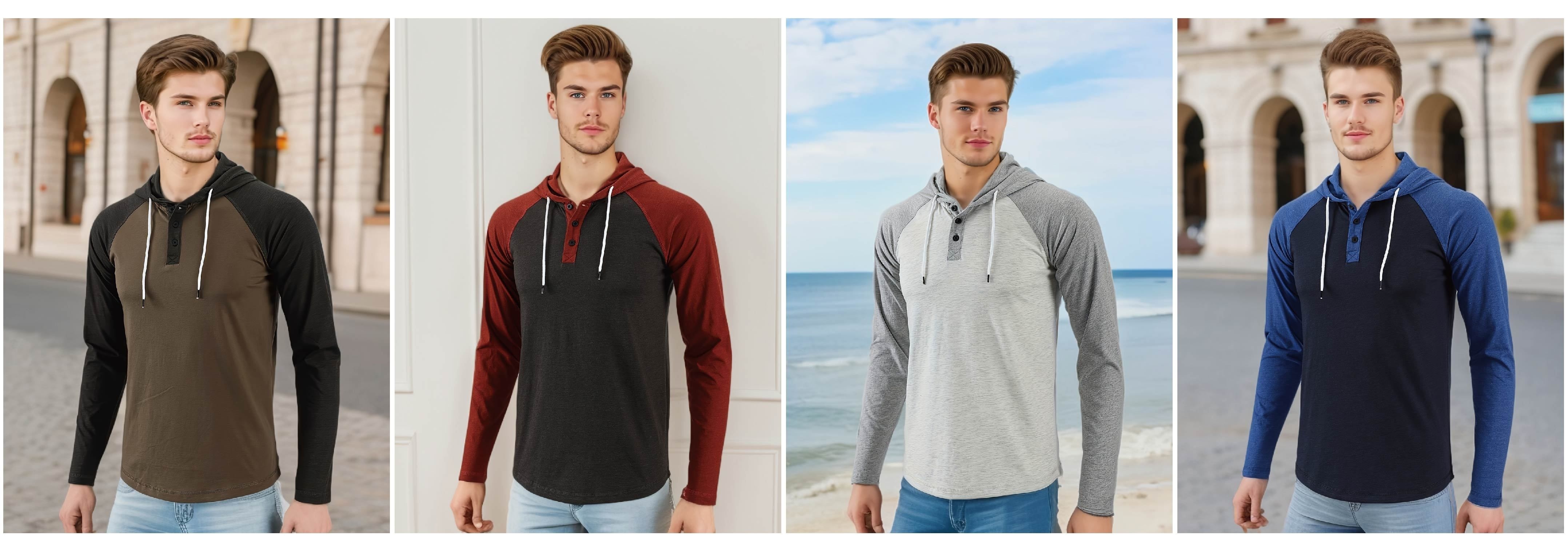mens stylish loose color blocking lightweight hoodie with pockets active breathable long sleeve button up hooded sweatshirt for spring fall details 1