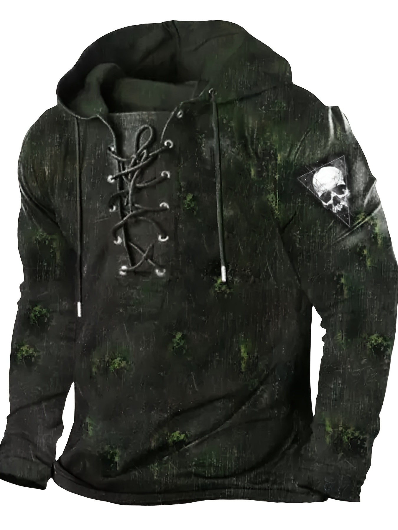 retro lace up gothic style hoodies for men mens casual graphic design hooded sweatshirt streetwear for winter fall as gifts details 3