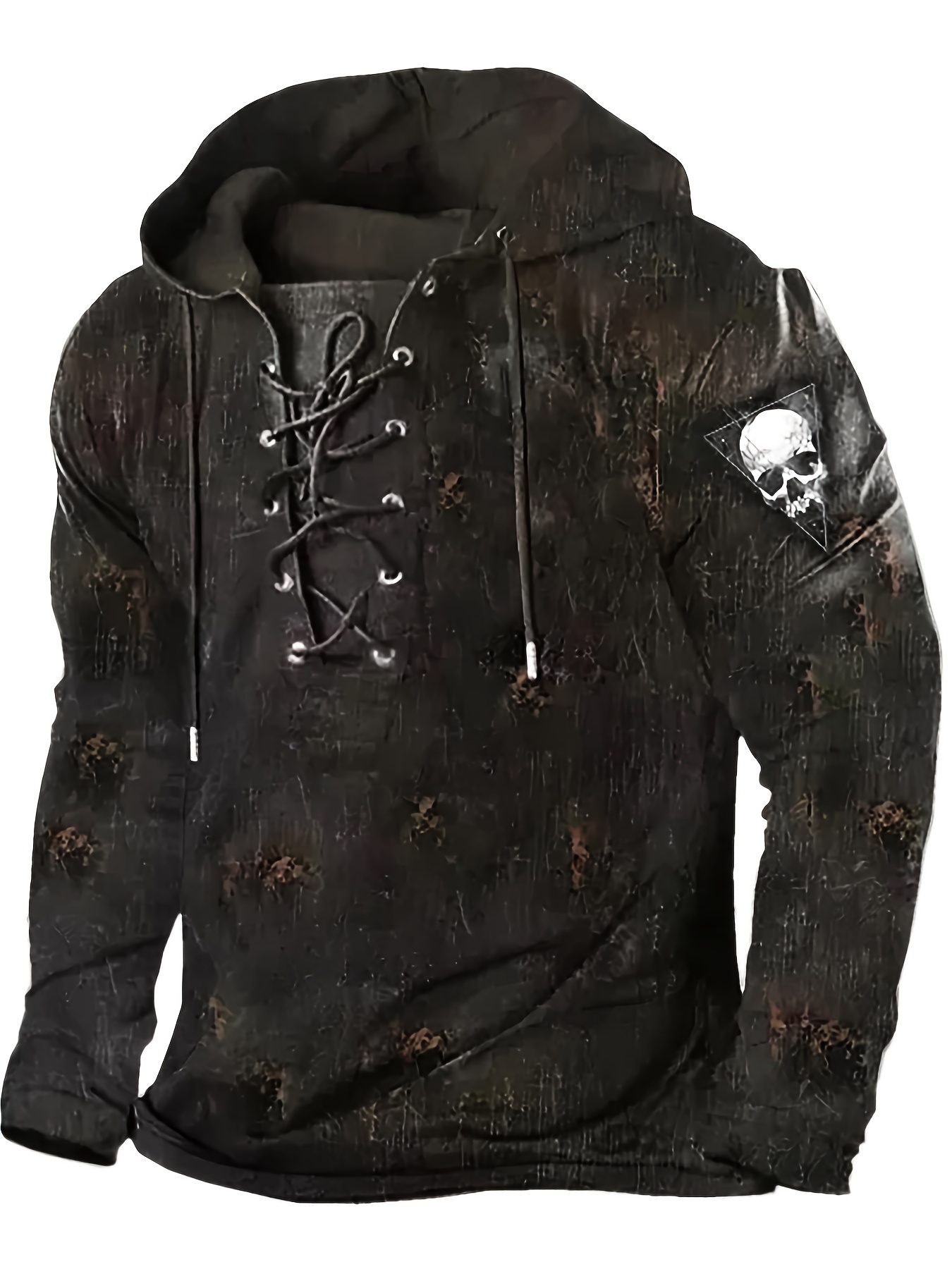 retro lace up gothic style hoodies for men mens casual graphic design hooded sweatshirt streetwear for winter fall as gifts details 7
