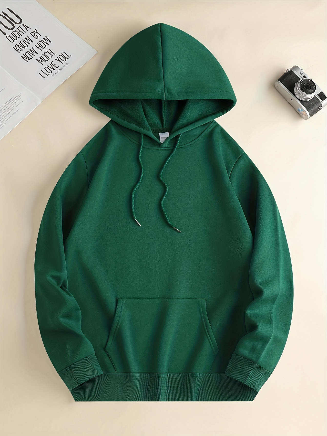 solid color hoodies for men hoodie with kangaroo pocket comfy loose trendy hooded pullover mens clothing for autumn winter details 12