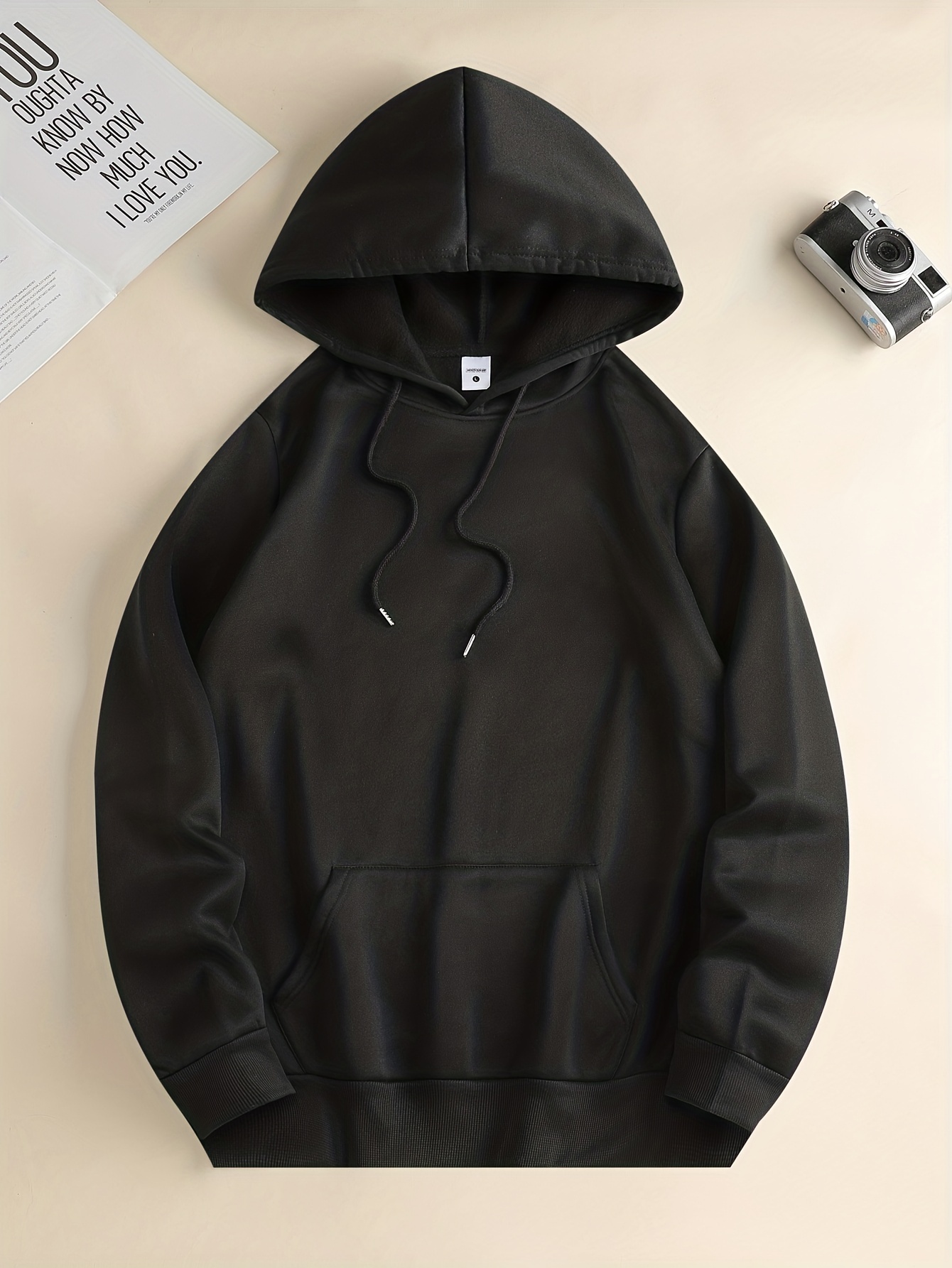 solid color hoodies for men hoodie with kangaroo pocket comfy loose trendy hooded pullover mens clothing for autumn winter details 27