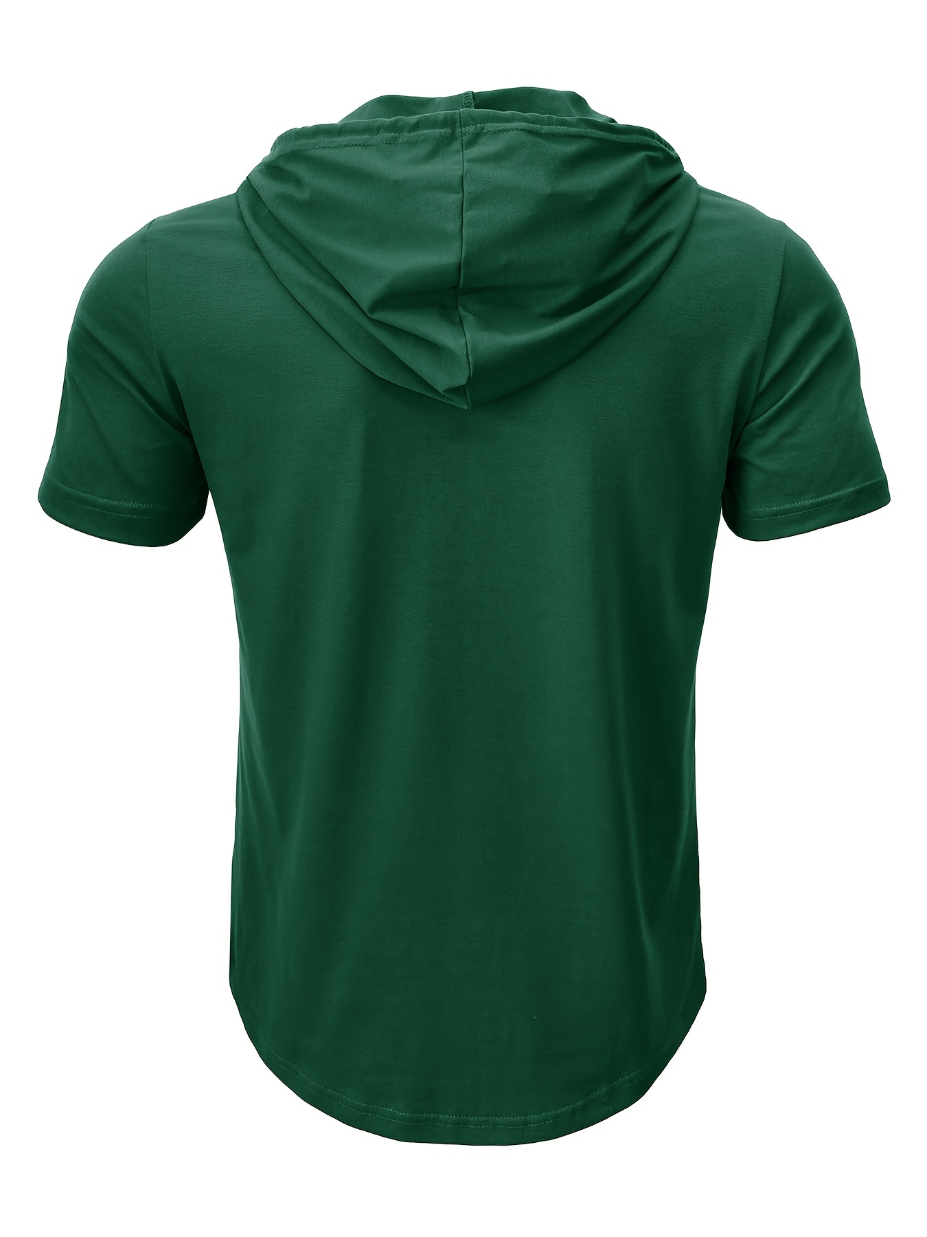 mens solid drawstring hooded short sleeve sports t shirt mens cotton blend henley top for summer outdoor details 18