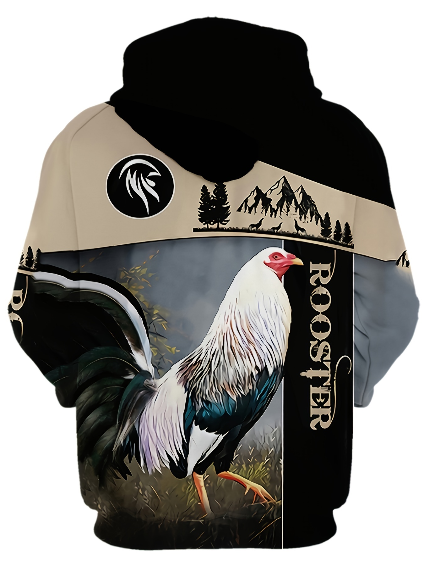 rooster print hoodie cool hoodies for men mens casual graphic design hooded sweatshirt streetwear for winter fall as gifts details 0
