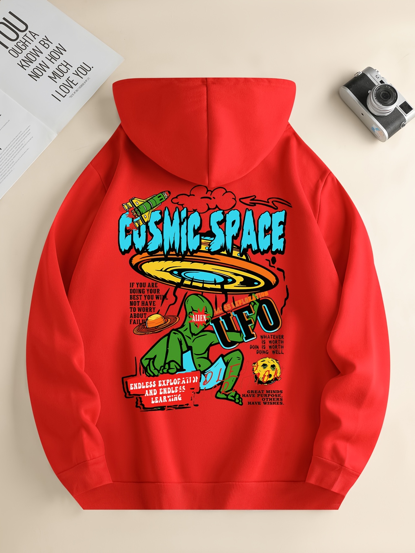 ufo alien print hoodie cool hoodies for men mens casual graphic design pullover hooded sweatshirt with kangaroo pocket streetwear for winter fall as gifts details 12