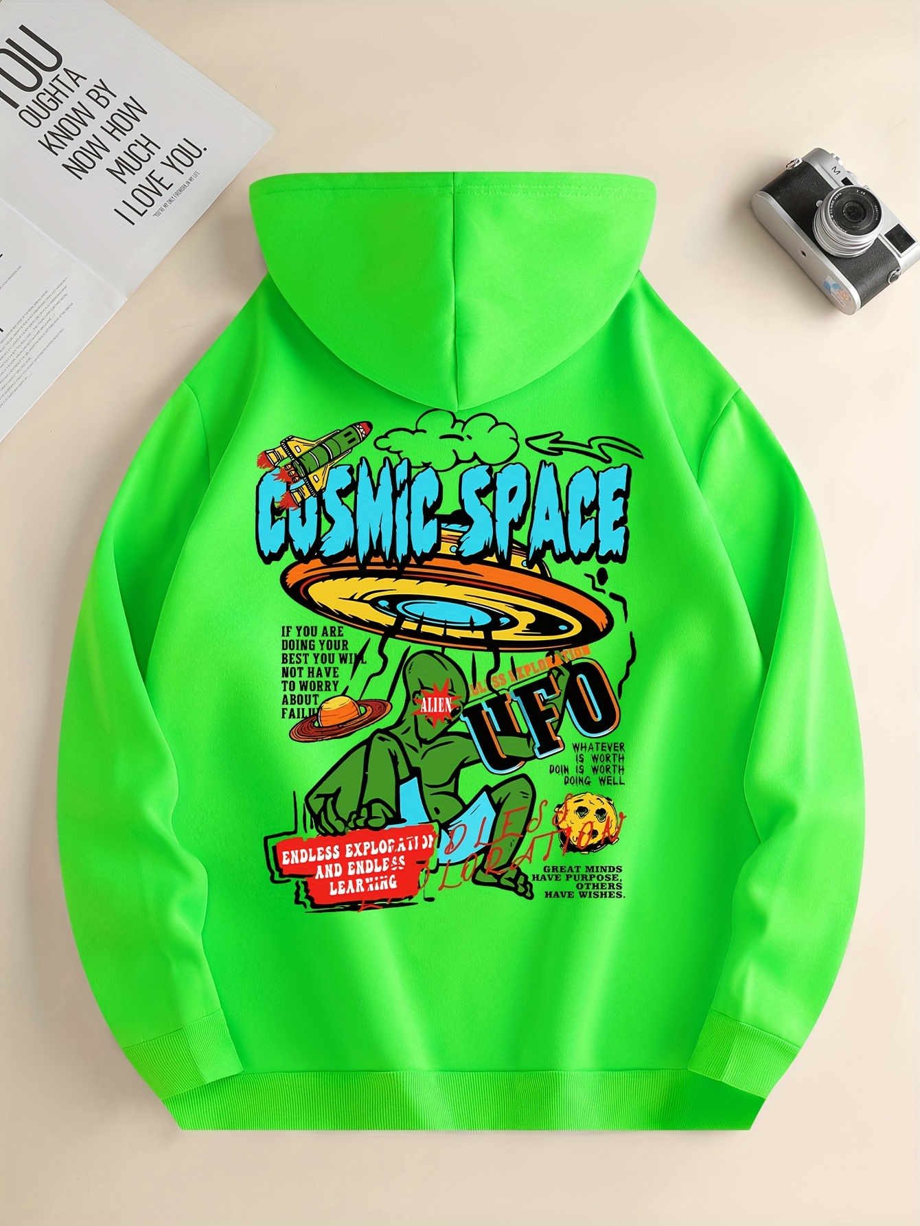 ufo alien print hoodie cool hoodies for men mens casual graphic design pullover hooded sweatshirt with kangaroo pocket streetwear for winter fall as gifts details 18
