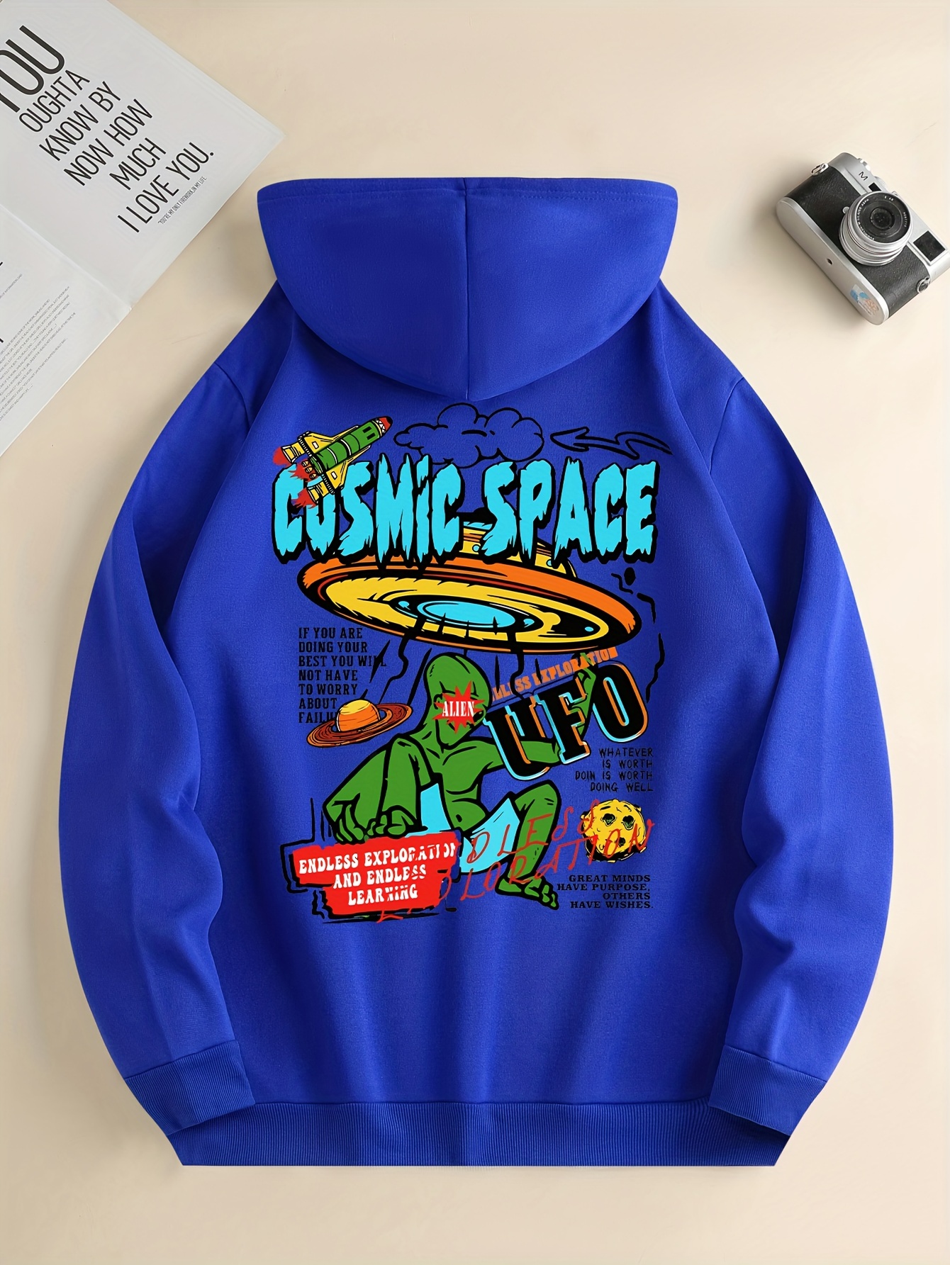 ufo alien print hoodie cool hoodies for men mens casual graphic design pullover hooded sweatshirt with kangaroo pocket streetwear for winter fall as gifts details 24