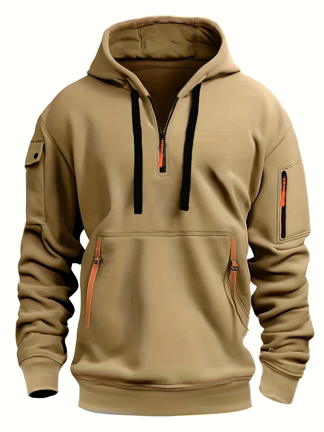 mens fashion half zipped sports hoodie with pockets casual athletic pullover comfortable fit sweatshirt with hood details 10