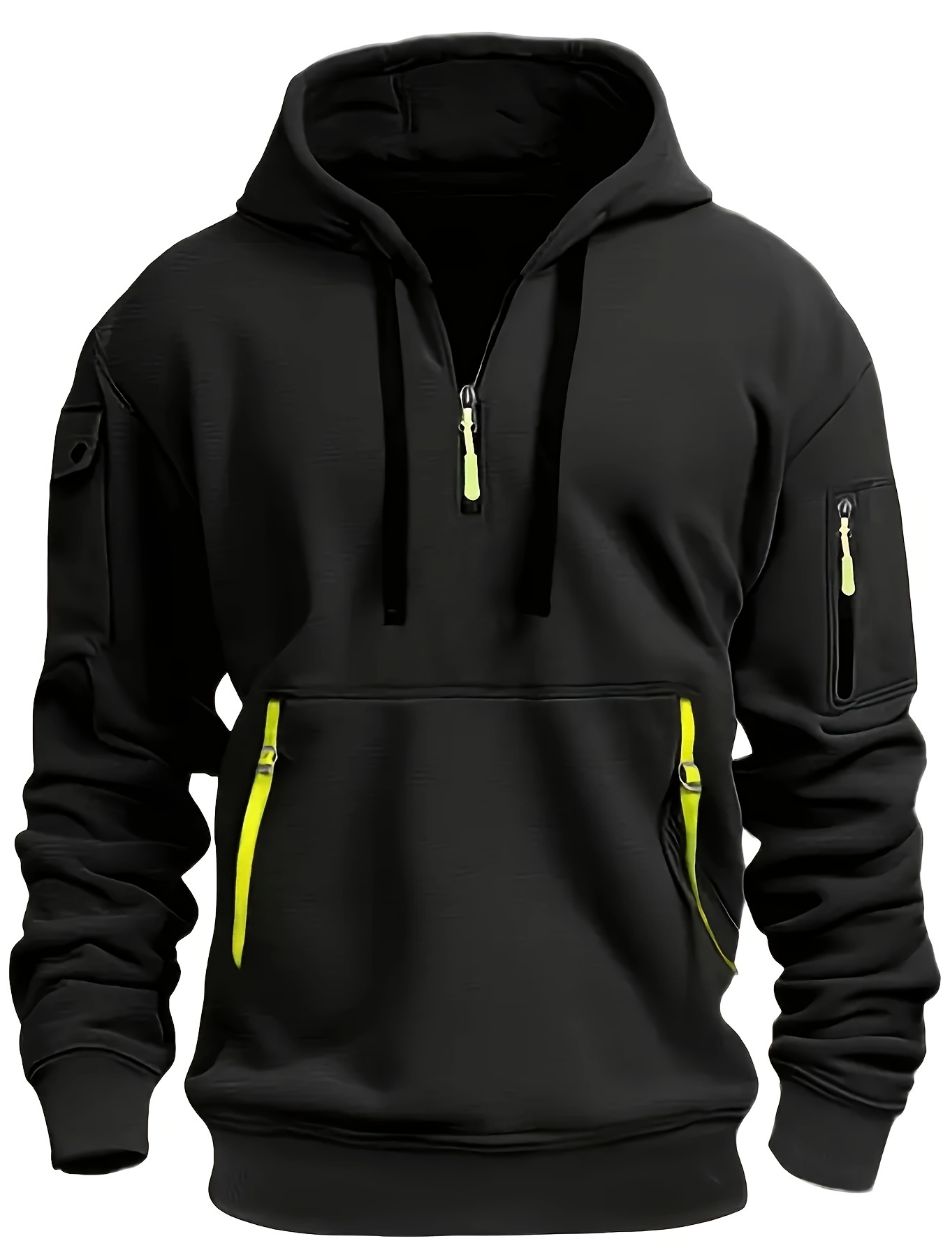 mens fashion half zipped sports hoodie with pockets casual athletic pullover comfortable fit sweatshirt with hood details 16