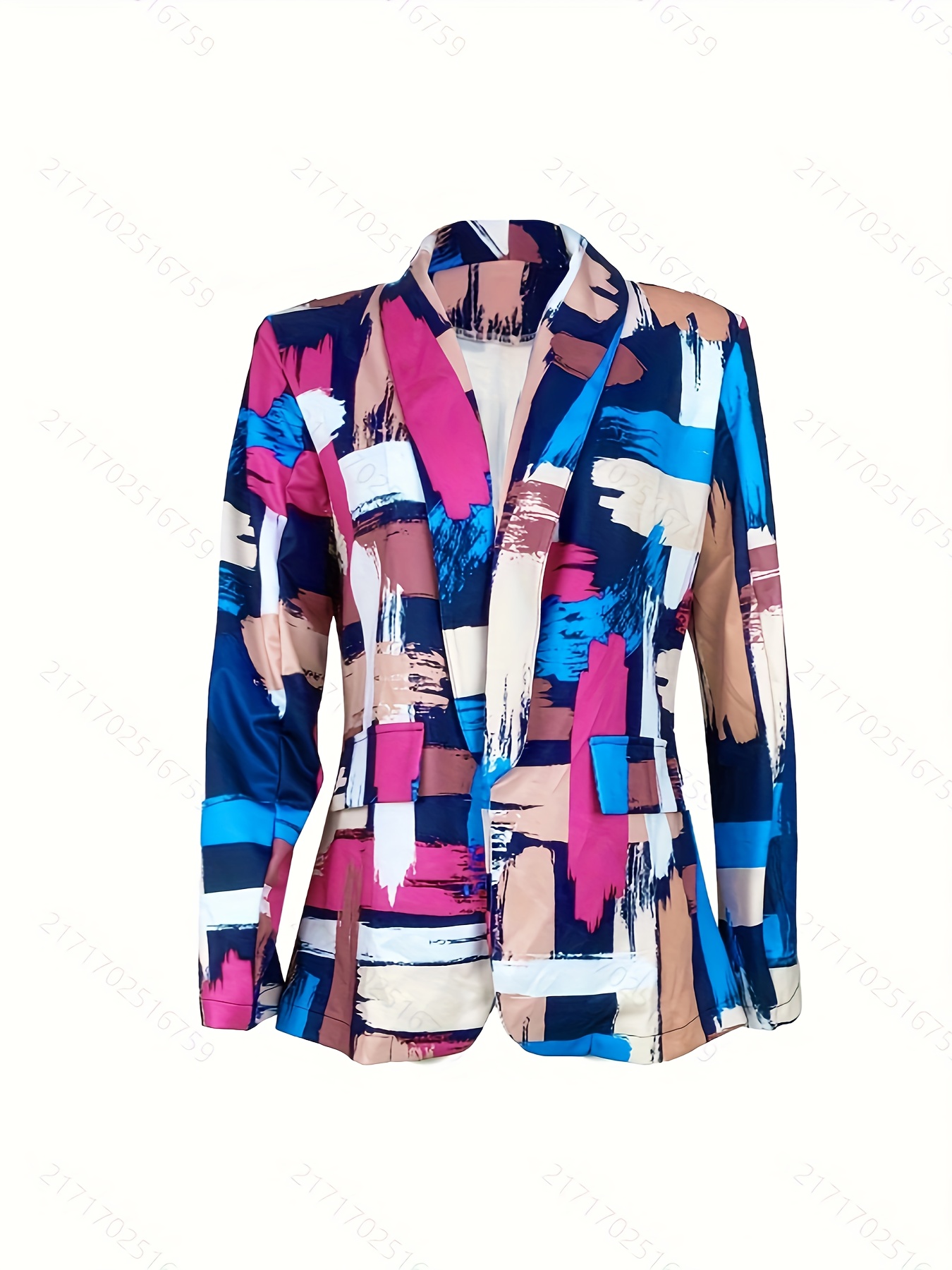 brush print shawl collar blazer casual open front long sleeve outerwear womens clothing details 6