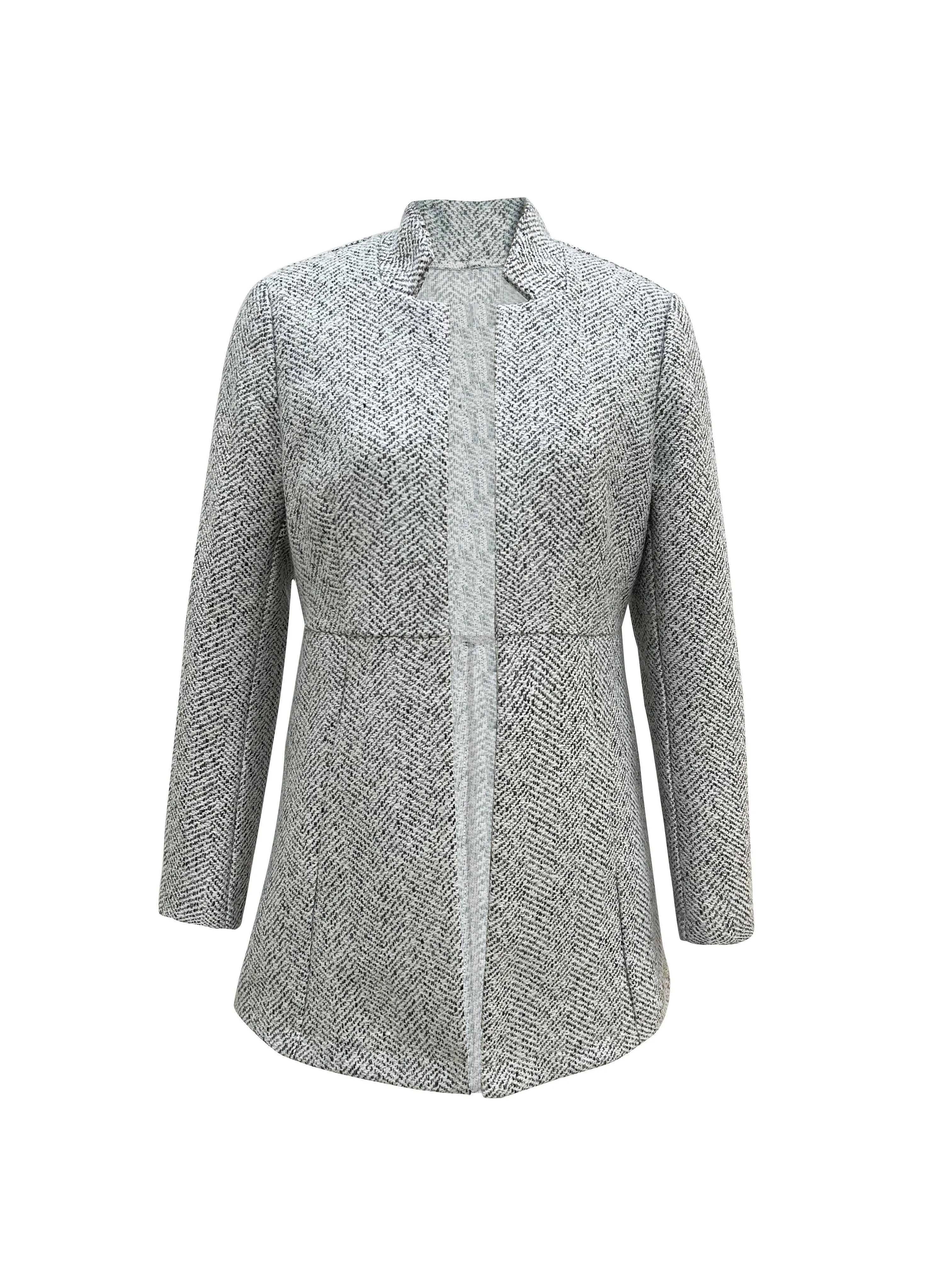 open front dual pockets blazer elegant long sleeve blazer for office work womens clothing details 8