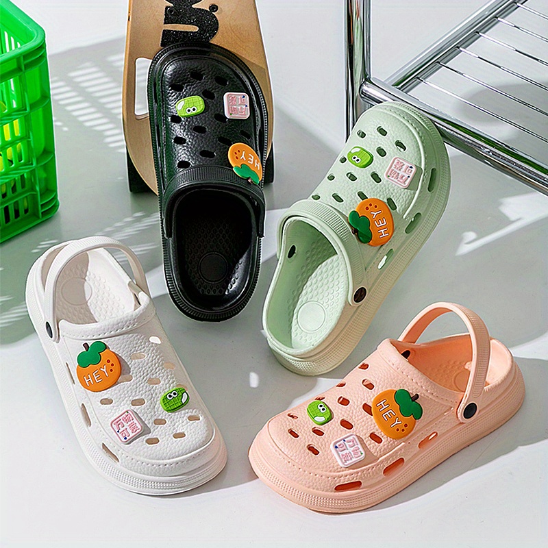 Women s Cute Cartoon Decor Clogs, Casual Hollow Out Design Garden Shoes, Comfortable Slip On Shoes details 0