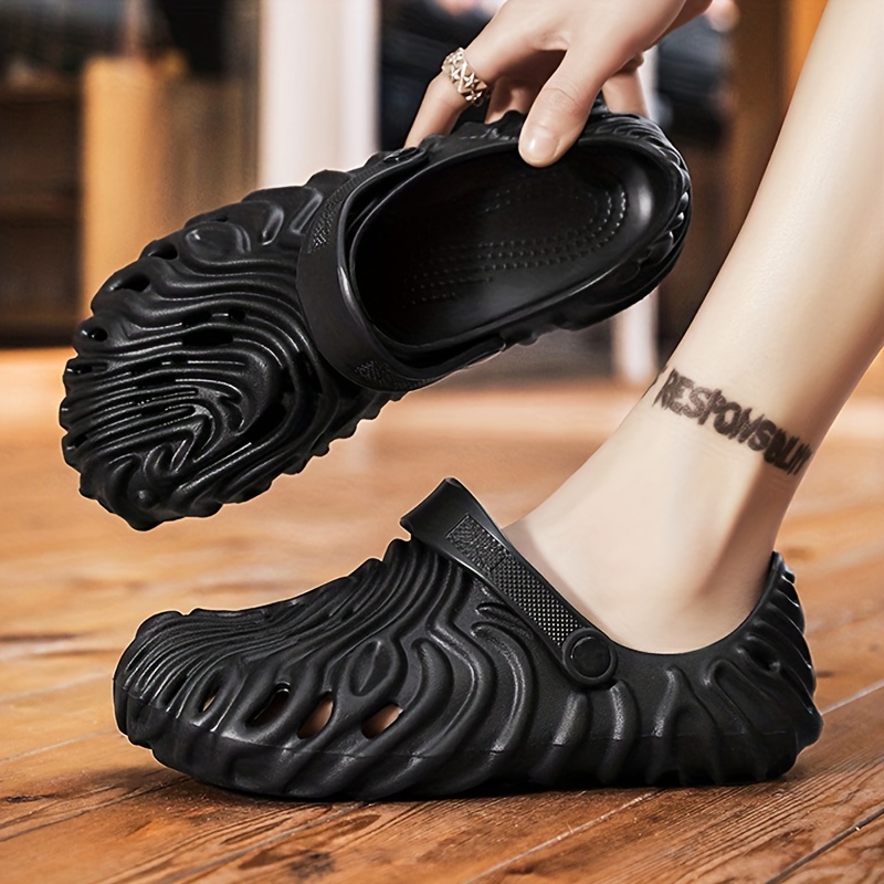 womens hollow out clogs solid color non slip wear resistant sandals round toe lightweight slippers details 2