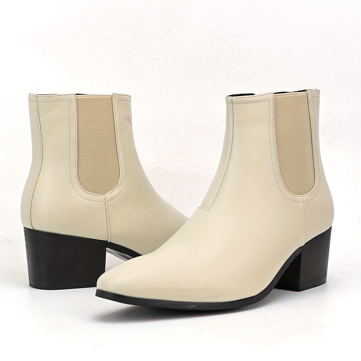 zip chelsea boots men s high heel solid colour comfy non details 7
