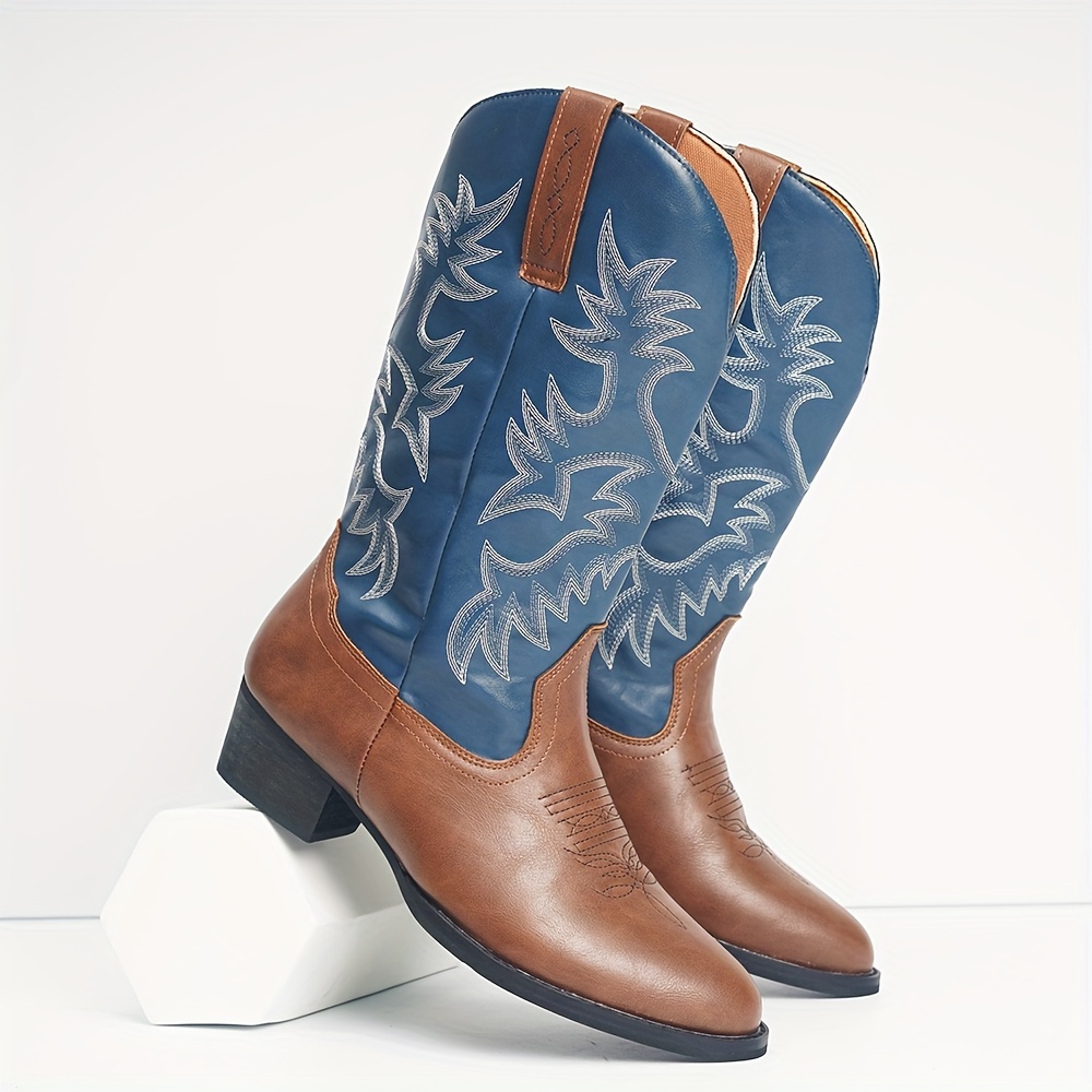 embroidery cowboy boots plus size men s vintage water details 3