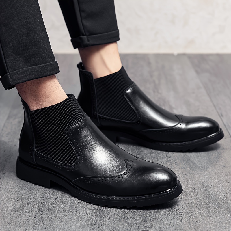 Men s Solid Color Minimalist Style   Top Boots, Comfy Non Slip Rubber Sole Durable Casual Walking Shoes, Men s Footwear details 0