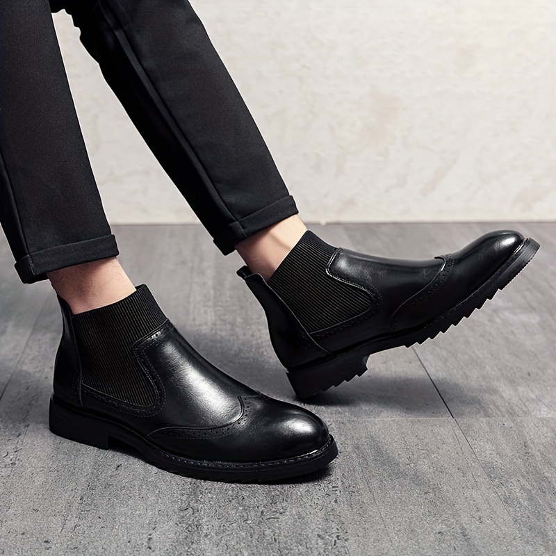 Men s Solid Color Minimalist Style   Top Boots, Comfy Non Slip Rubber Sole Durable Casual Walking Shoes, Men s Footwear details 2