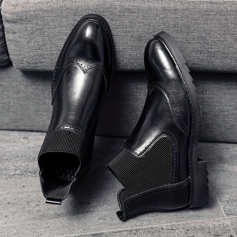 Men s Solid Color Minimalist Style   Top Boots, Comfy Non Slip Rubber Sole Durable Casual Walking Shoes, Men s Footwear details 3
