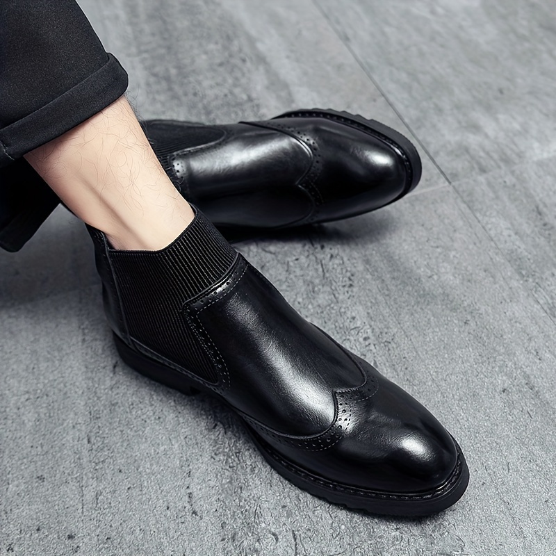 Men s Solid Color Minimalist Style   Top Boots, Comfy Non Slip Rubber Sole Durable Casual Walking Shoes, Men s Footwear details 5