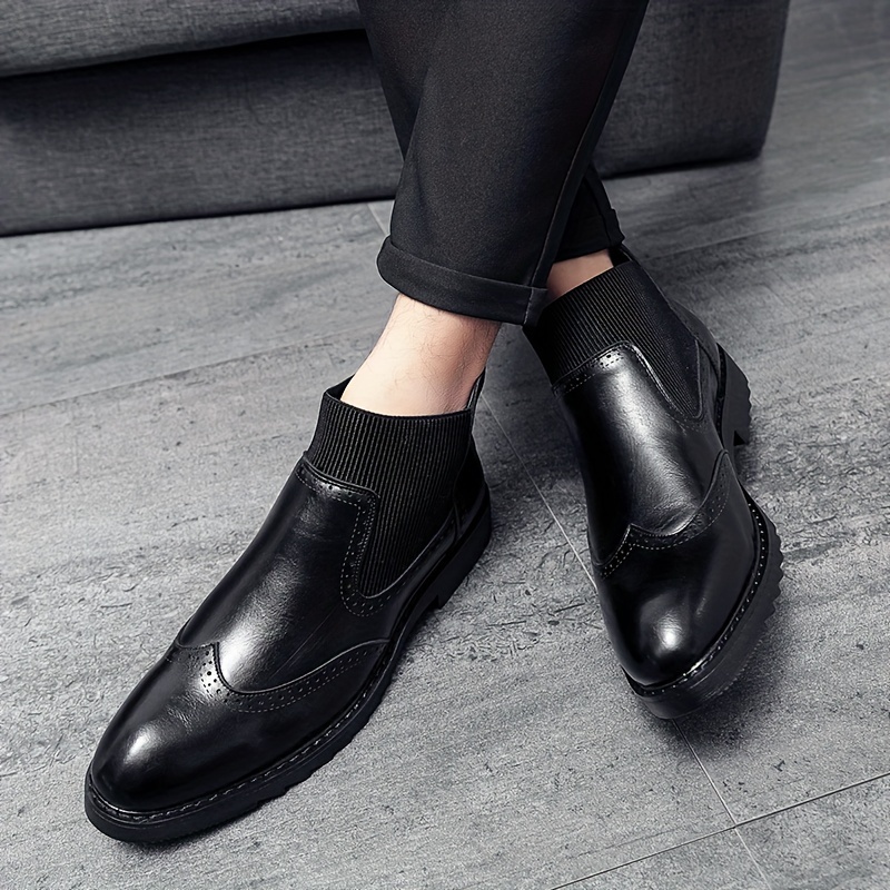 Men s Solid Color Minimalist Style   Top Boots, Comfy Non Slip Rubber Sole Durable Casual Walking Shoes, Men s Footwear details 6