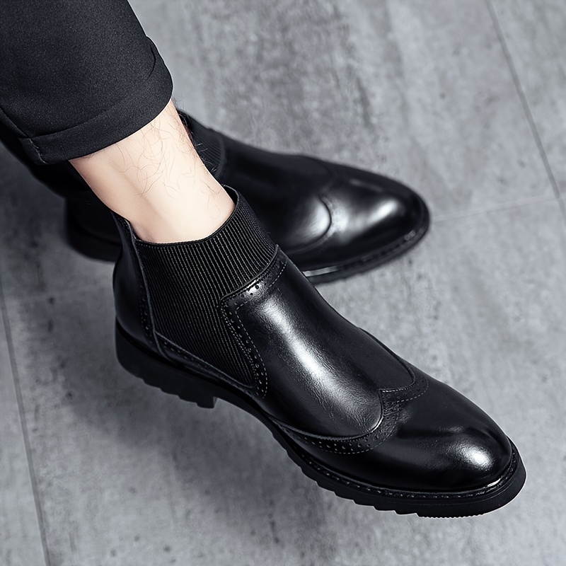 Men s Solid Color Minimalist Style   Top Boots, Comfy Non Slip Rubber Sole Durable Casual Walking Shoes, Men s Footwear details 7