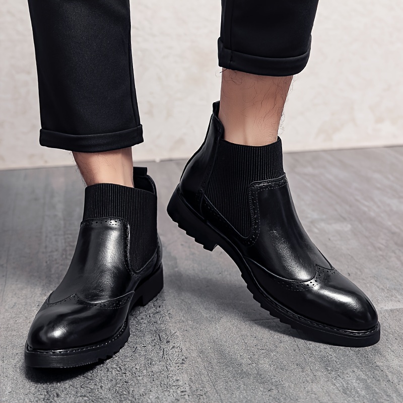 Men s Solid Color Minimalist Style   Top Boots, Comfy Non Slip Rubber Sole Durable Casual Walking Shoes, Men s Footwear details 8