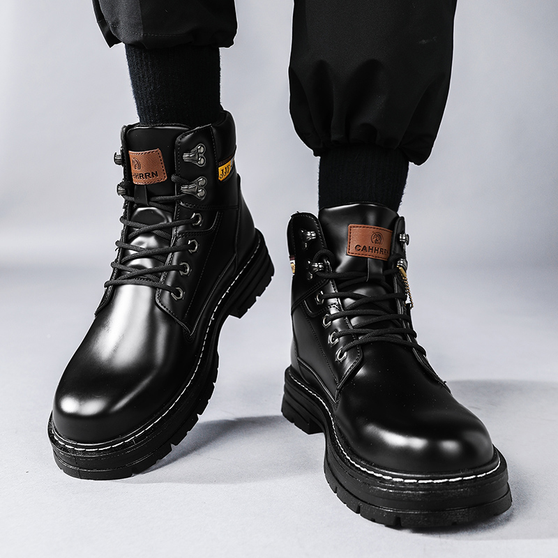 british style non slip boots men s lace front high cut details 6