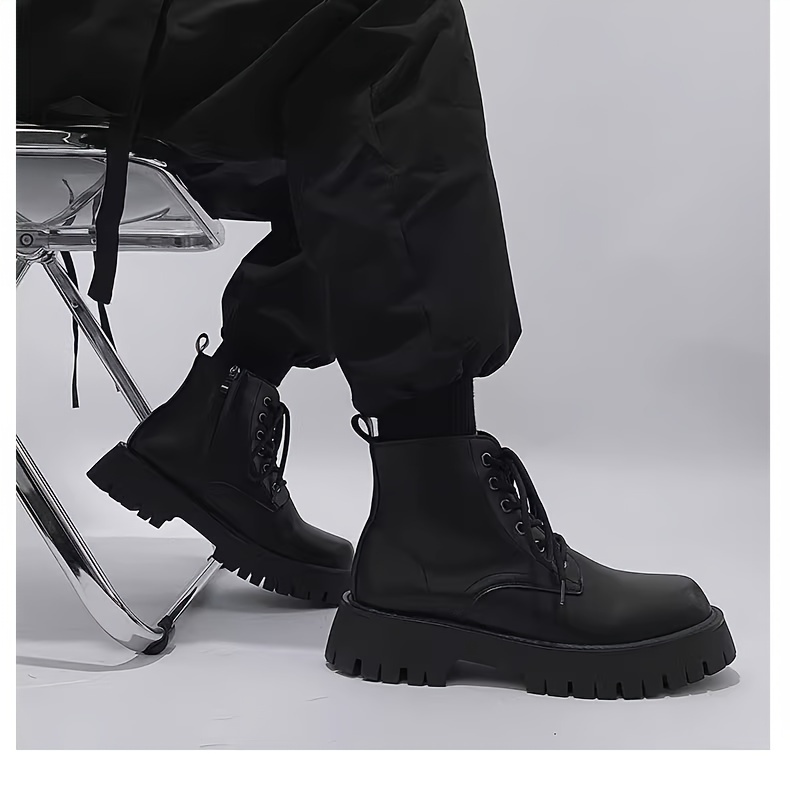 solid classic boots men s side zipper non slip durable high details 2